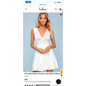 Florentia white crochet lace skater dress